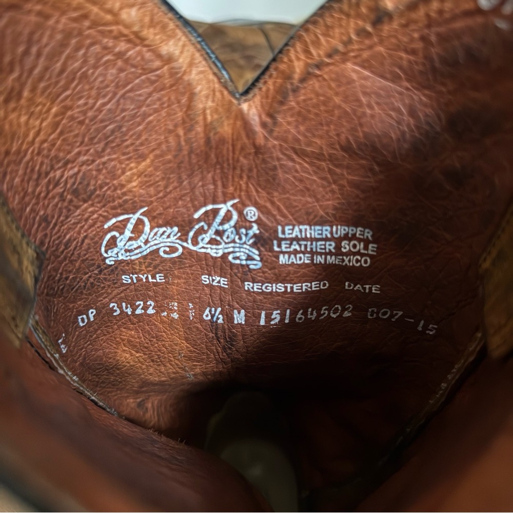 Dan Post Brown 6½ M Leather Made In Mexico Cowboy Western Festival Rodeo Boots - Picture 11 of 14